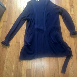 Michael Kors XL Navy Open-Front Cardigan with Ruffle Cuffs
